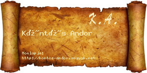 Köntös Andor névjegykártya